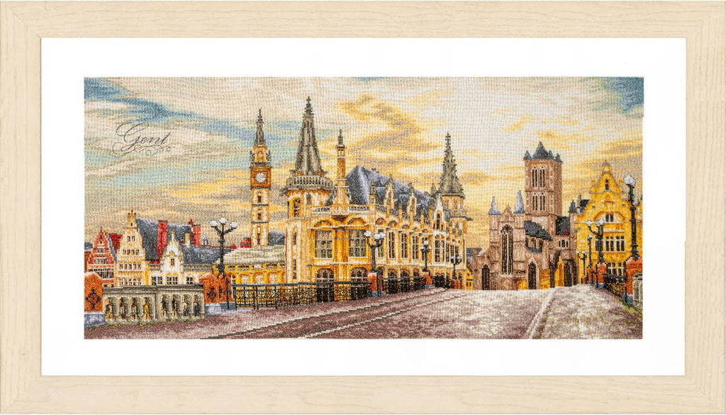 Lanarte Kreuzstich Stickpackung "Classic Stadtansicht von Gent", Zählmuster, 70x35cm