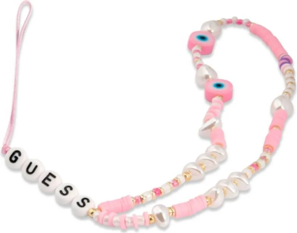 Ciondolo per cinturino del telefono Guess Gustshpp rosa/rosa con perline a conchiglia - 1