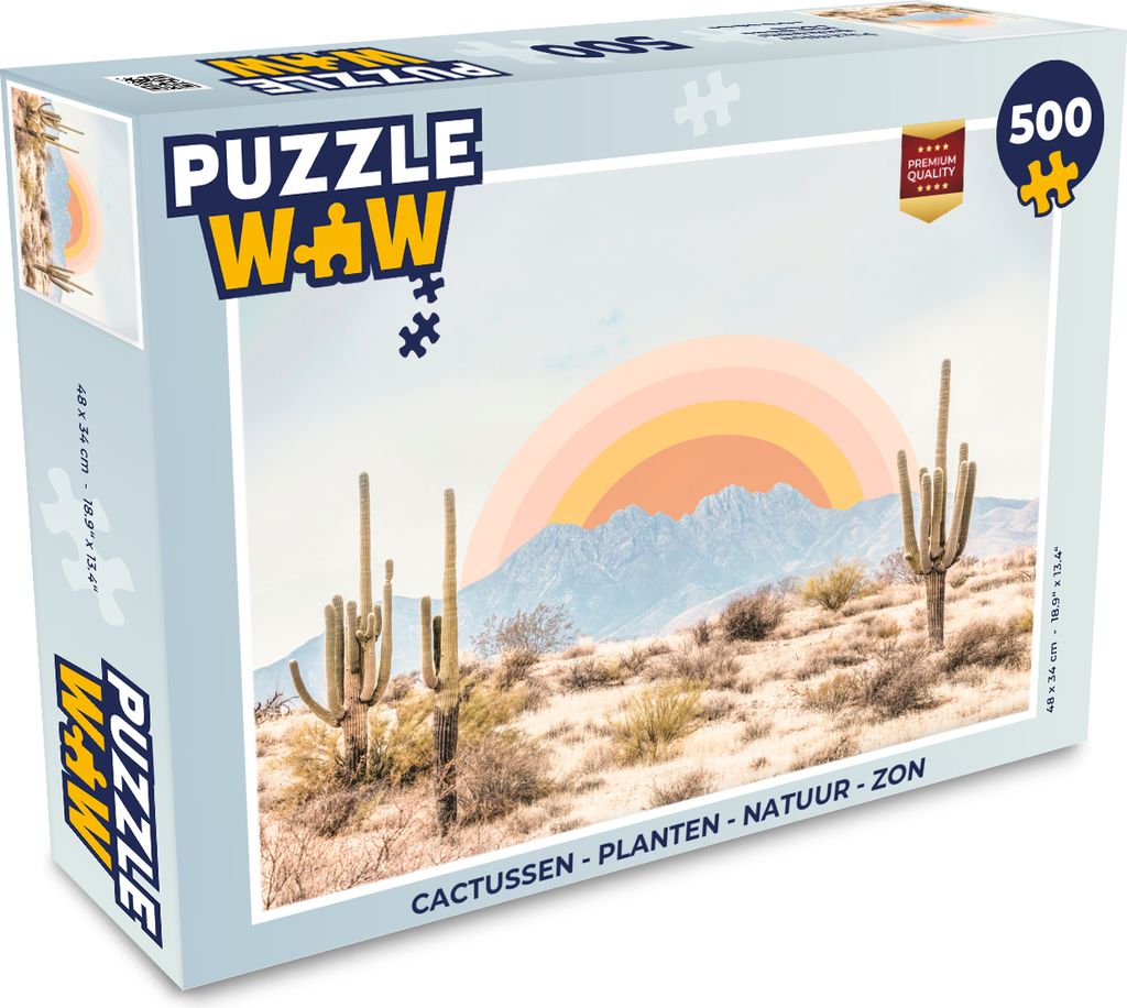 MuchoWow Puzzle 500 Teile Kakteen - Pflanzen - Natur - Sonne - 500 Teile - Kinder - Selberbauen - Puzzlespiele