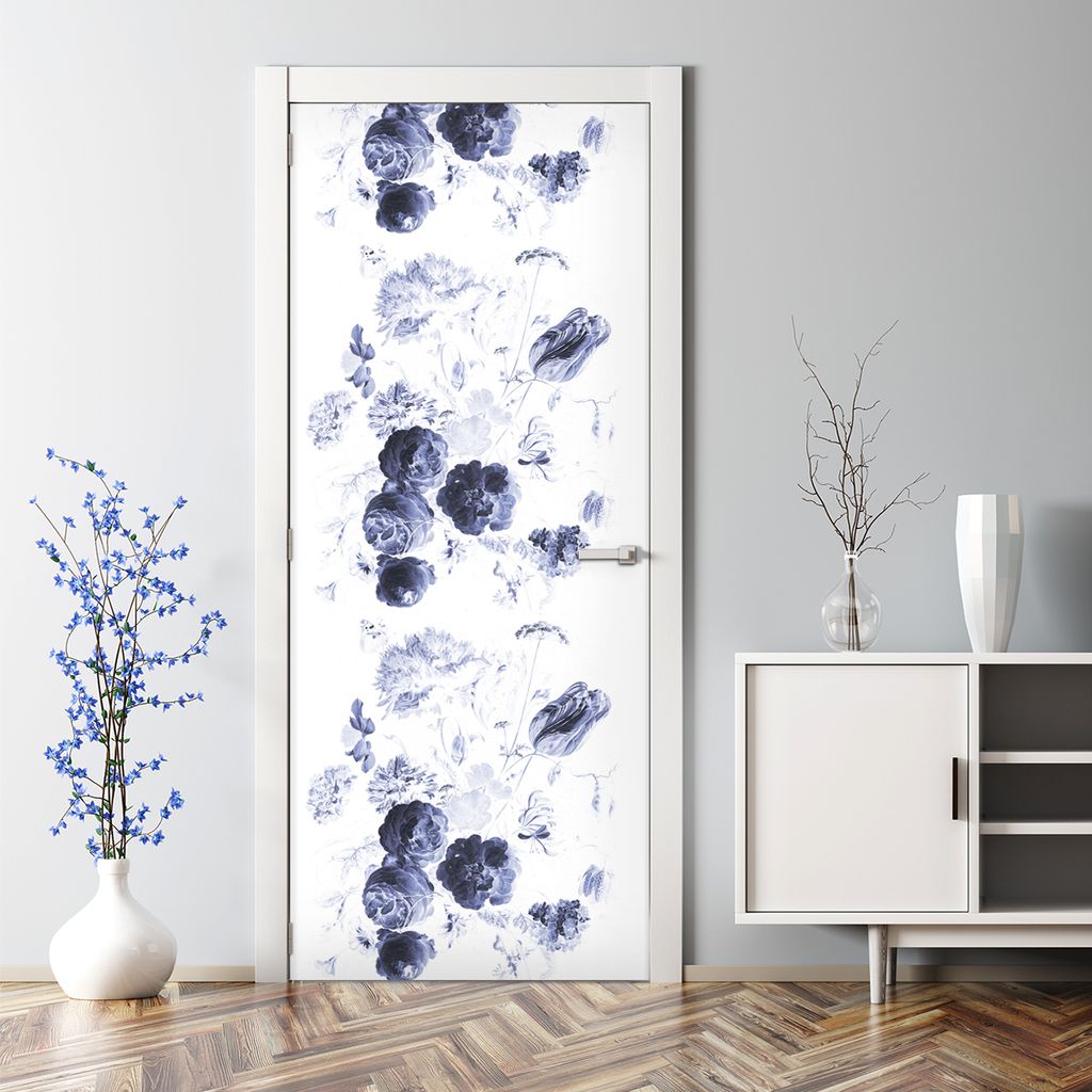 Dekorative Tür Wandaufkleber Wandtattoo selbstklebend dekoration Farbnegative Blumen 77 x 200 cm