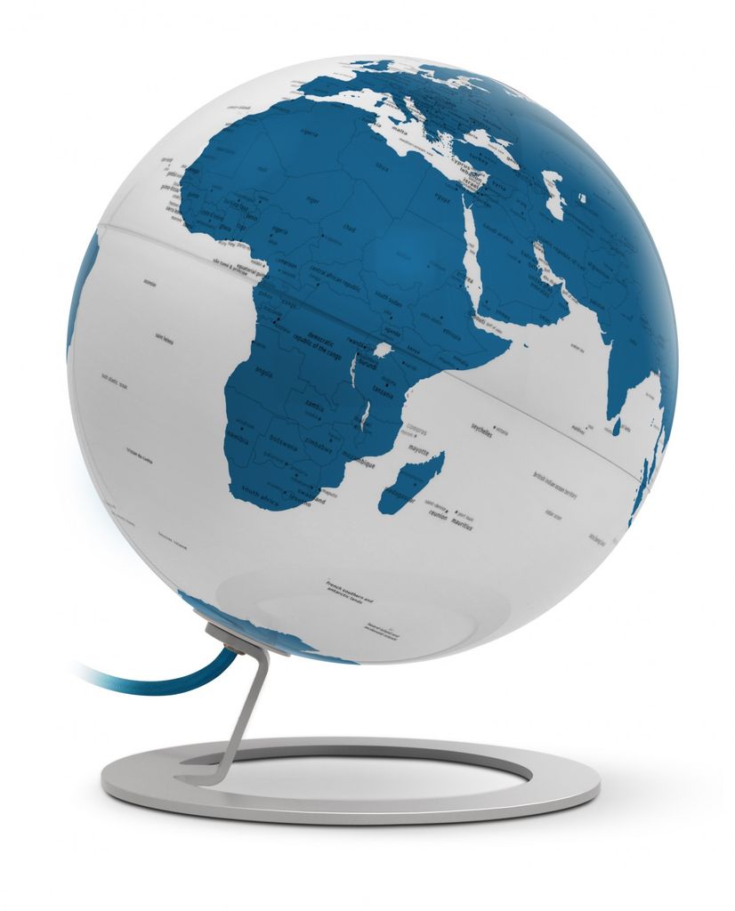 Atmosphere NR-0324IGWB-GB Globe IGlobe Light Blue 25cm Diameter Metaal/chrome Blauw