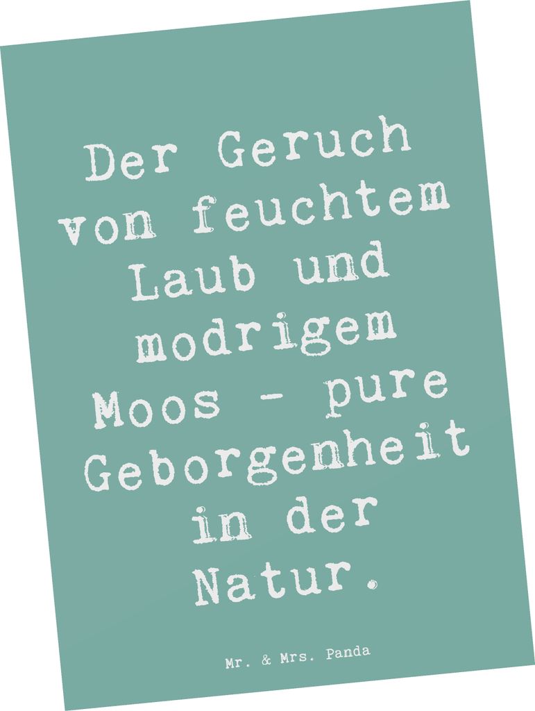 Mr. & Mrs. Panda Postkarte Spruch Geborgenheit in der Natur - Meeresbrise - Geschenk, Postkarten, modriges Moos, Vögel, entspannend, Melodien, Zit...