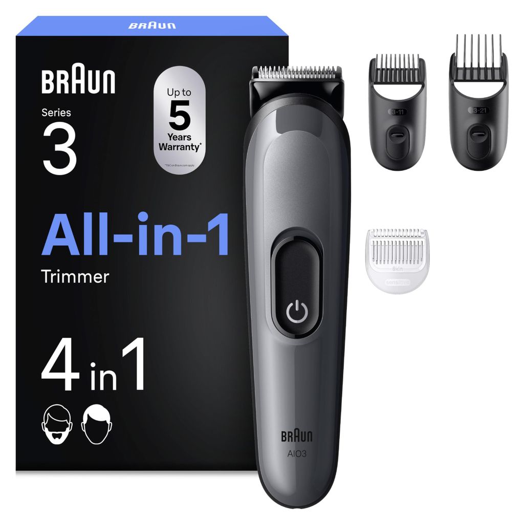 Braun AIO3500, Schwarz, Grau, 0,5 mm, 2,1 cm, Akku, 50 min, Produktbild 