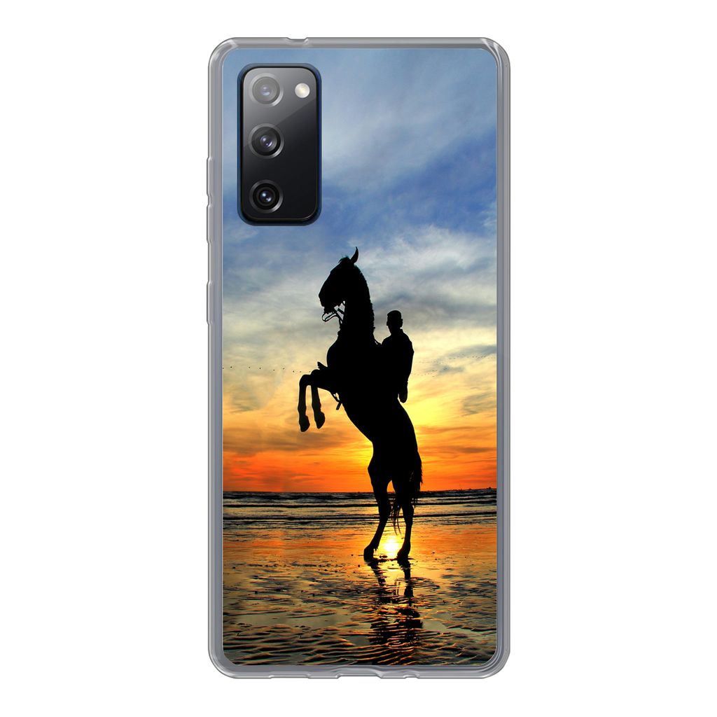 MuchoWow Handyhülle Schutzhülle Hülle für Samsung Galaxy S20 FE Pferd - Himmel - Schatten Silikon Softcase Handy Hülle - Abdeckung