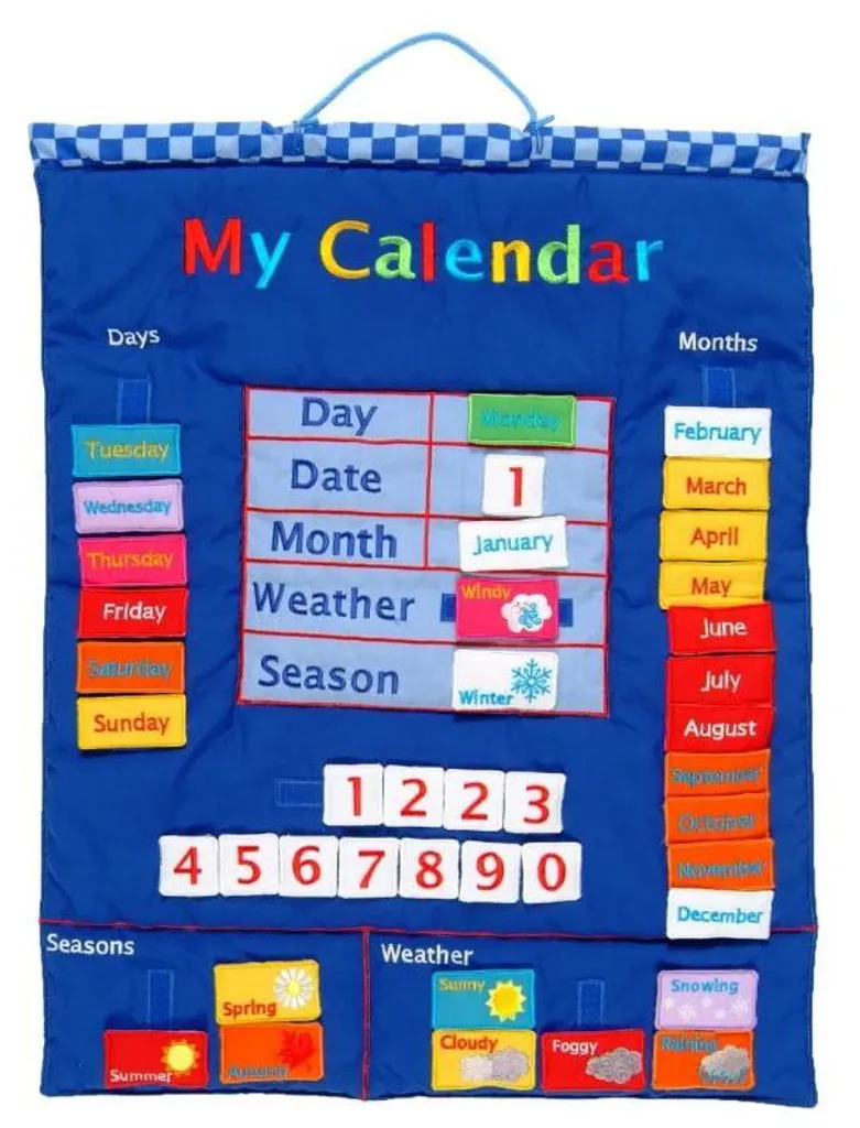 Calendrier ludique Fiesta Crafts avec pièces velcro et météo amovible
