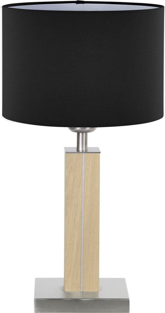 Dana Tischleuchte Massivholz Asteiche natur Baumwolle außen schwarz, innen silber matt