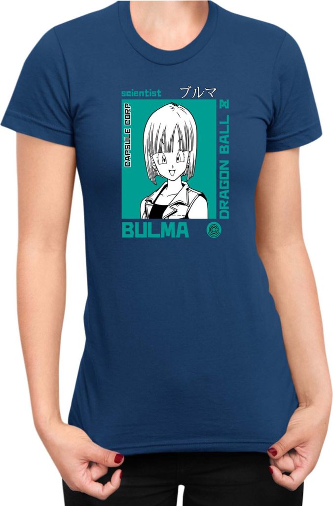 Damen T-Shirt Dragon Anime Manga Ball Z Bulma 01, Lady L / Dunkelblau