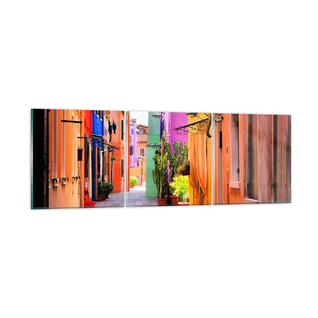 Bilder auf glas - Sommer Straße Haus - 150x50cm - Glasbilder - Wandbilder - Kunstdruck - zum Aufhängen bereit - Wanddekoration aus Glas - Glas Bi...