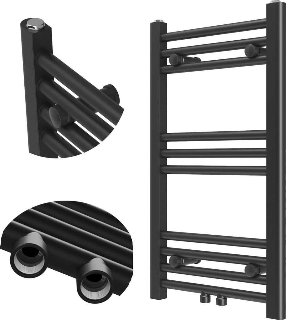 Granitan | Badezimmerheizkörper Raven - 70x40 cm - Schwarz - Modernes Design - Effiziente Wärme