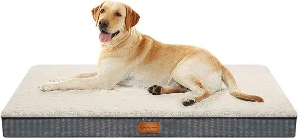 Coussin pour chien 112 x 81 x 7,6 cm lavable moelleux en gris et crème