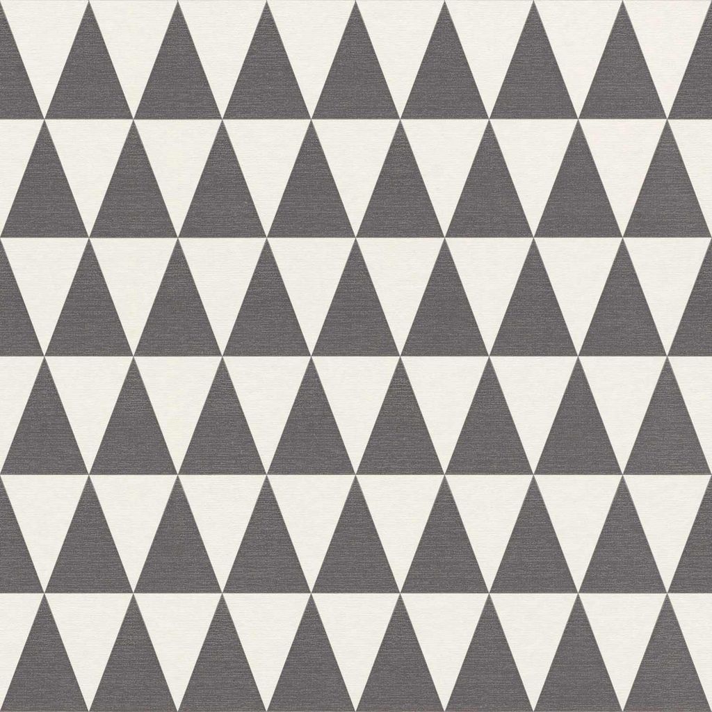 ESTAhome Tapete grafische, geometrische Dreiecke Dunkelgrau und Weiß 53 cm x 10.05 m