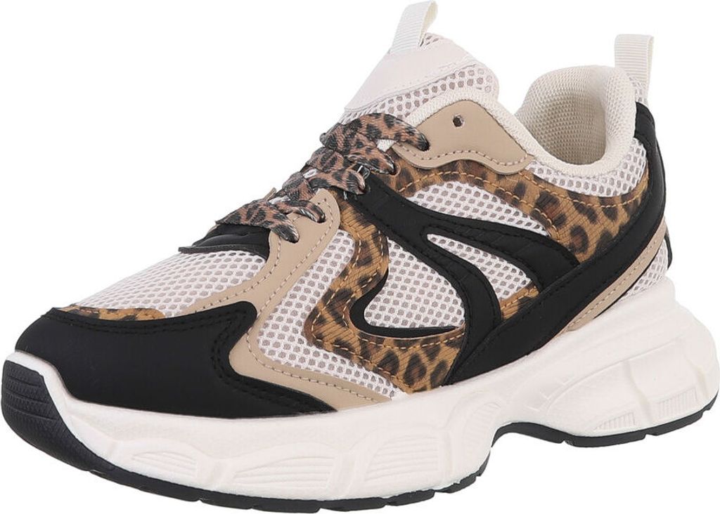 Ital-Design Damen Freizeitschuhe Textiloptik, Lederoptik Sneakers Low 88828534 Beige Gr. 37