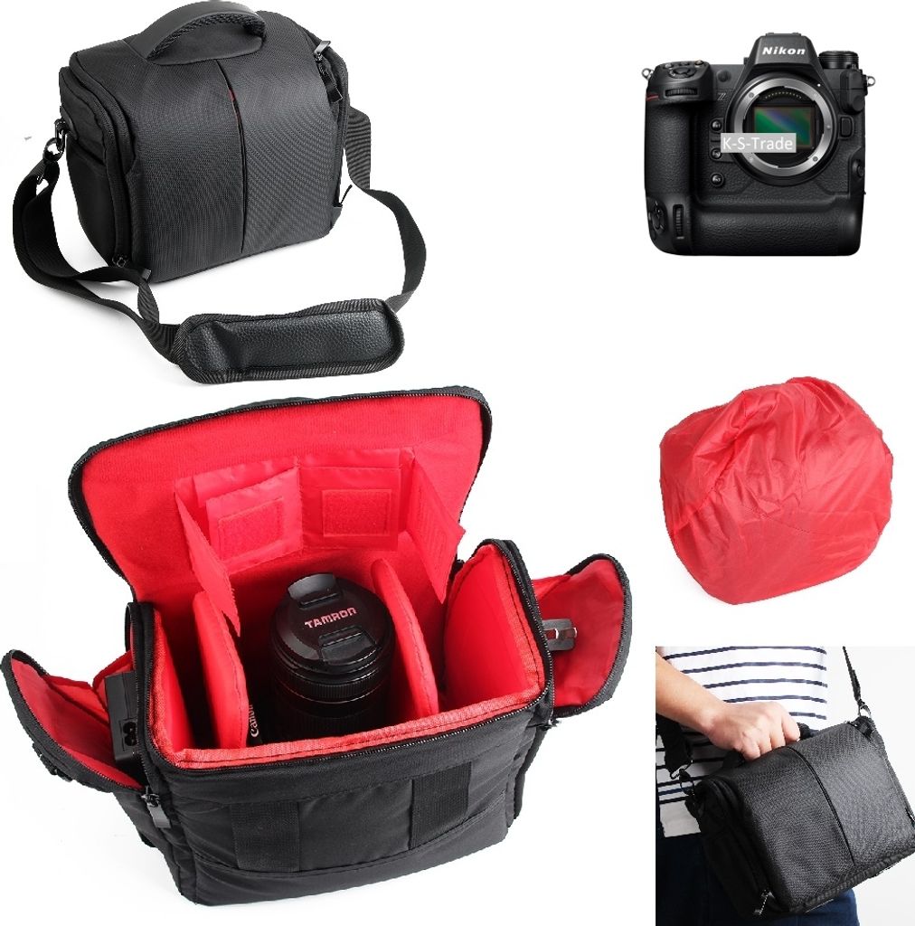 K-S-Trade Kompatibel mit Nikon Z 9 Kameratasche Fototasche Schultertasche Zubehör Tasche einteilbare Trennwänden für Systemkamera, DSLR DSLM SLR,