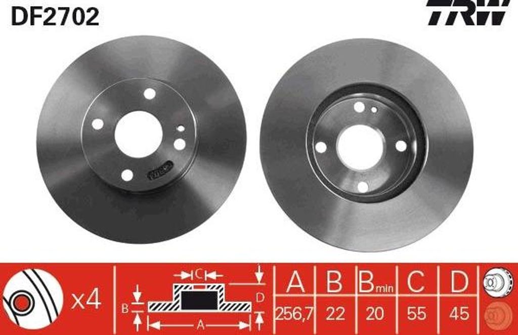TRW DF2702 Bremsscheibe OE BB7E3325XB kompatibel mit MX-3, MX-5