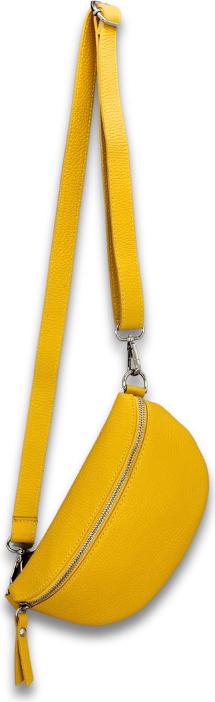 Bauchtasche Damen Echtleder Umhängetasche mit Ledergurt, Gelb