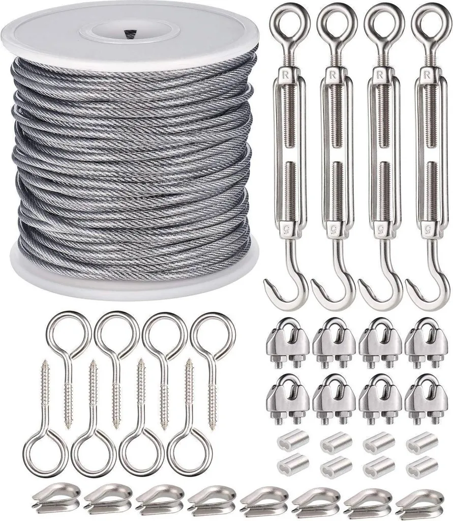 Offerta Kit Fune Acciaio 30 Metri 2mm + 37 Accessori Inox