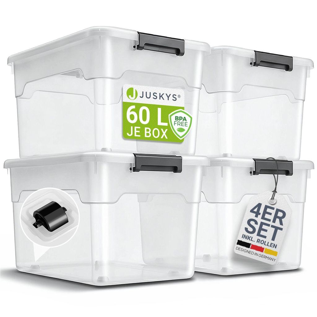 Juskys Aufbewahrungsbox mit Deckel - 4er Set Kunststoff Produktbild 