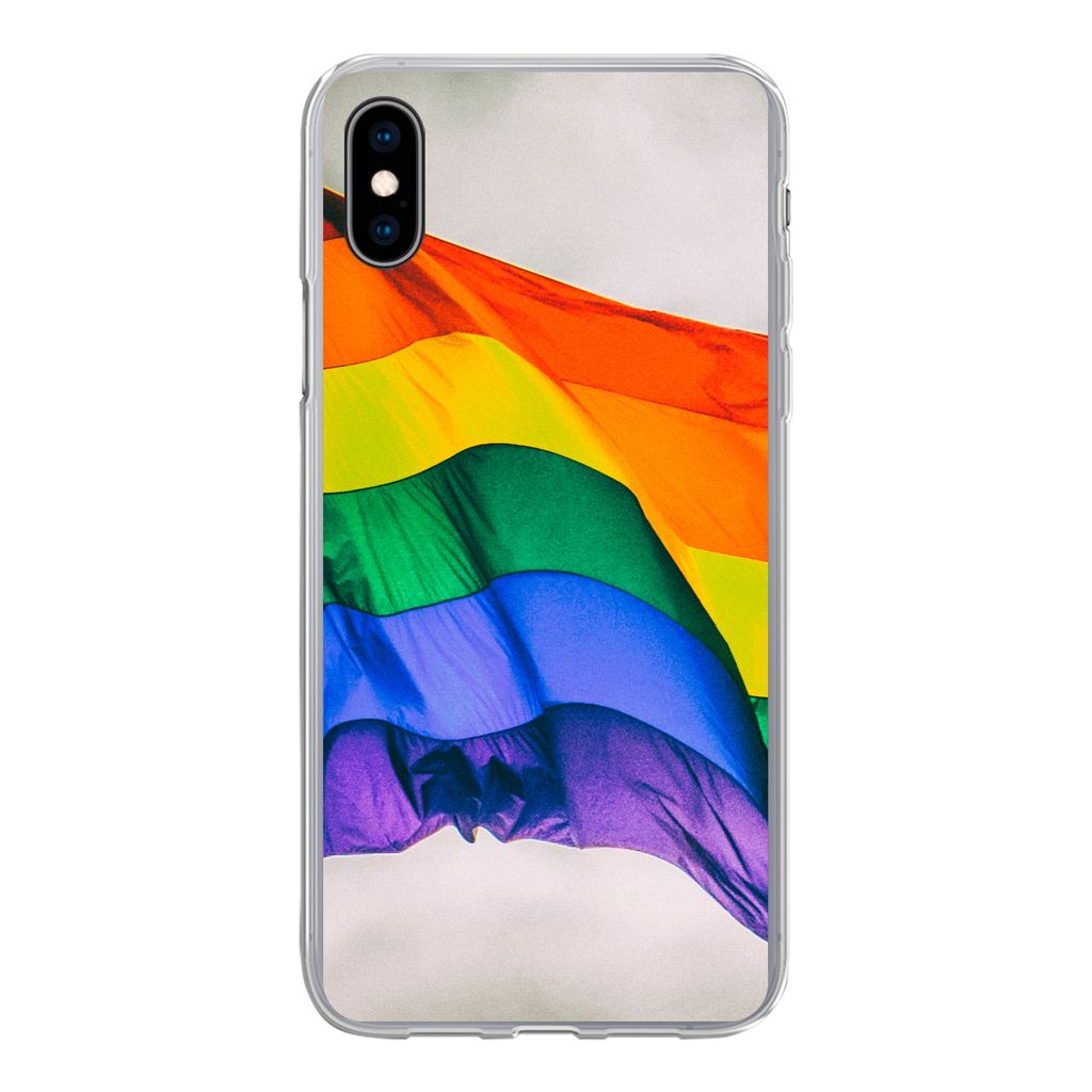 MuchoWow Handyhülle Schutzhülle Hülle für iPhone Xs Foto einer Regenbogenflagge Silikon Softcase Handy Hülle - Handytasche