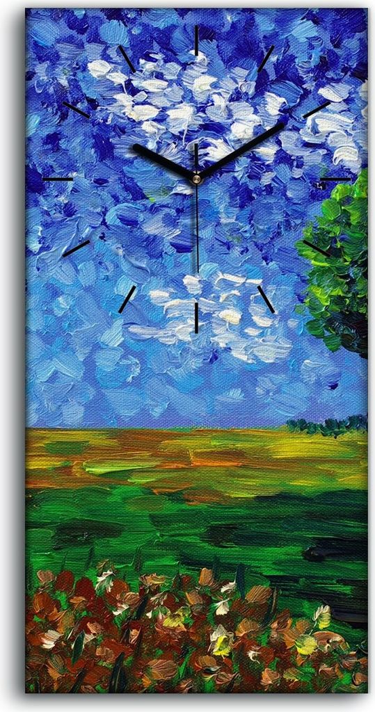 Dekor Leinwand Uhr Wandbilder Geräuschlos 30x60 groß Malerei Land Baum - schwarze Hände
