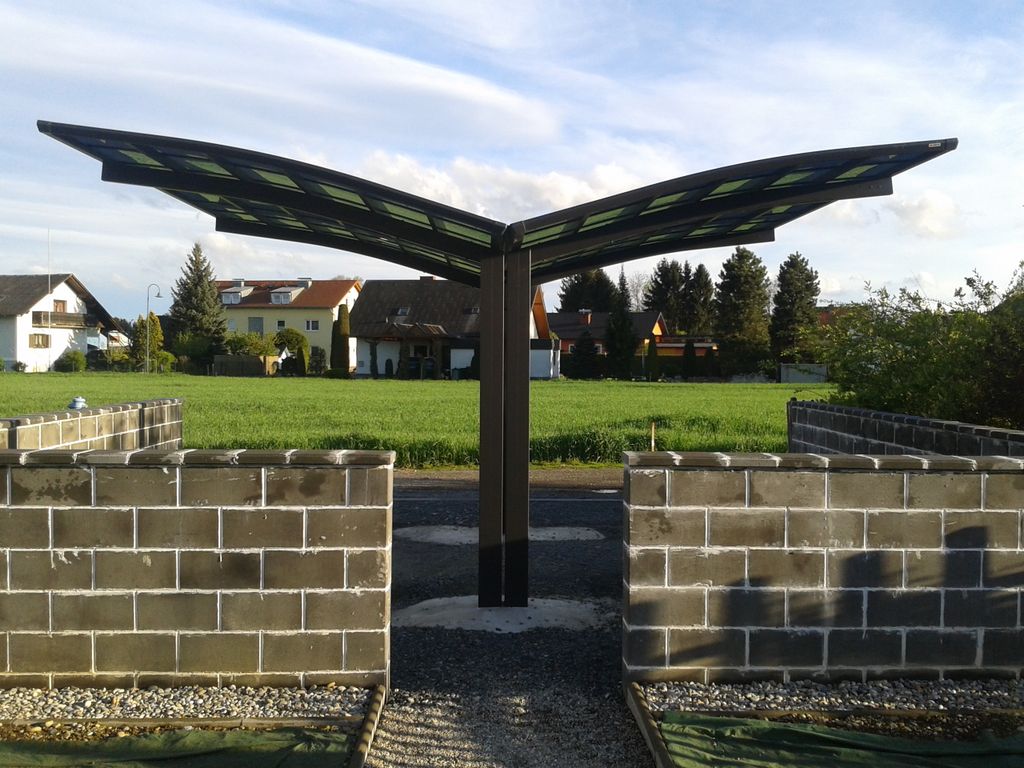 Doppelcarport Ximax Portoforte Typ 60 Y-Ausführung Aluminium eloxiert 543 x 495,4 cm braun matt