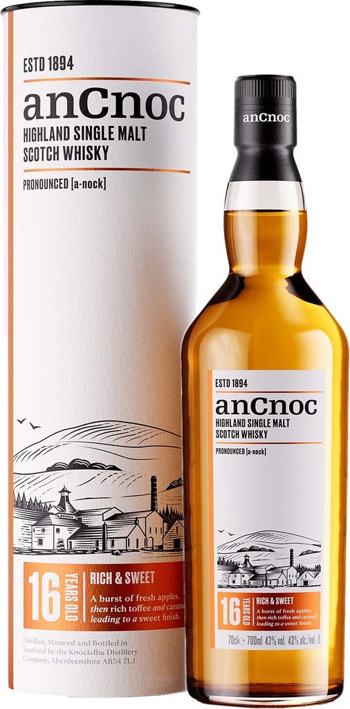 AnCnoc 16 Years Old Highland Single Malt 43% Vol. 0,7l in Geschenkbox