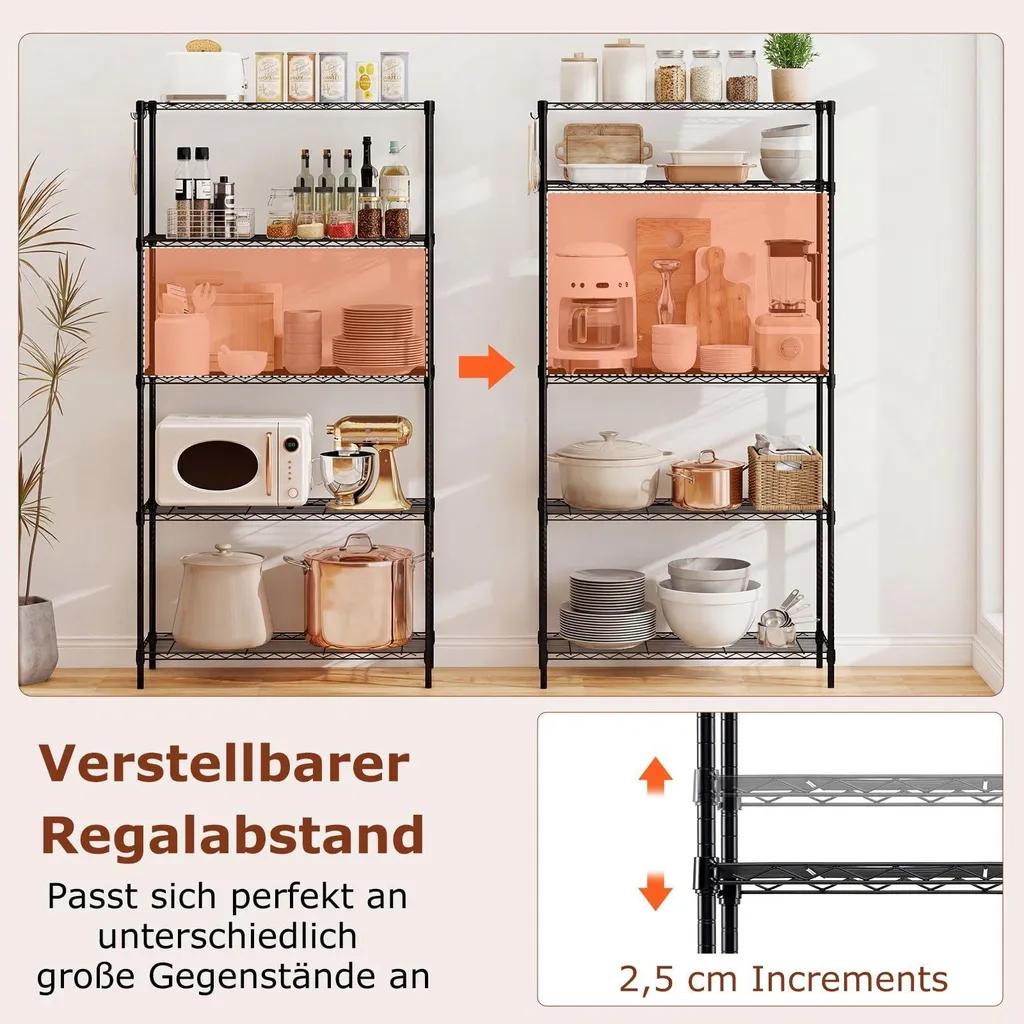Étagère de rangement métallique à 5 niveaux réglable et très résistante - 3