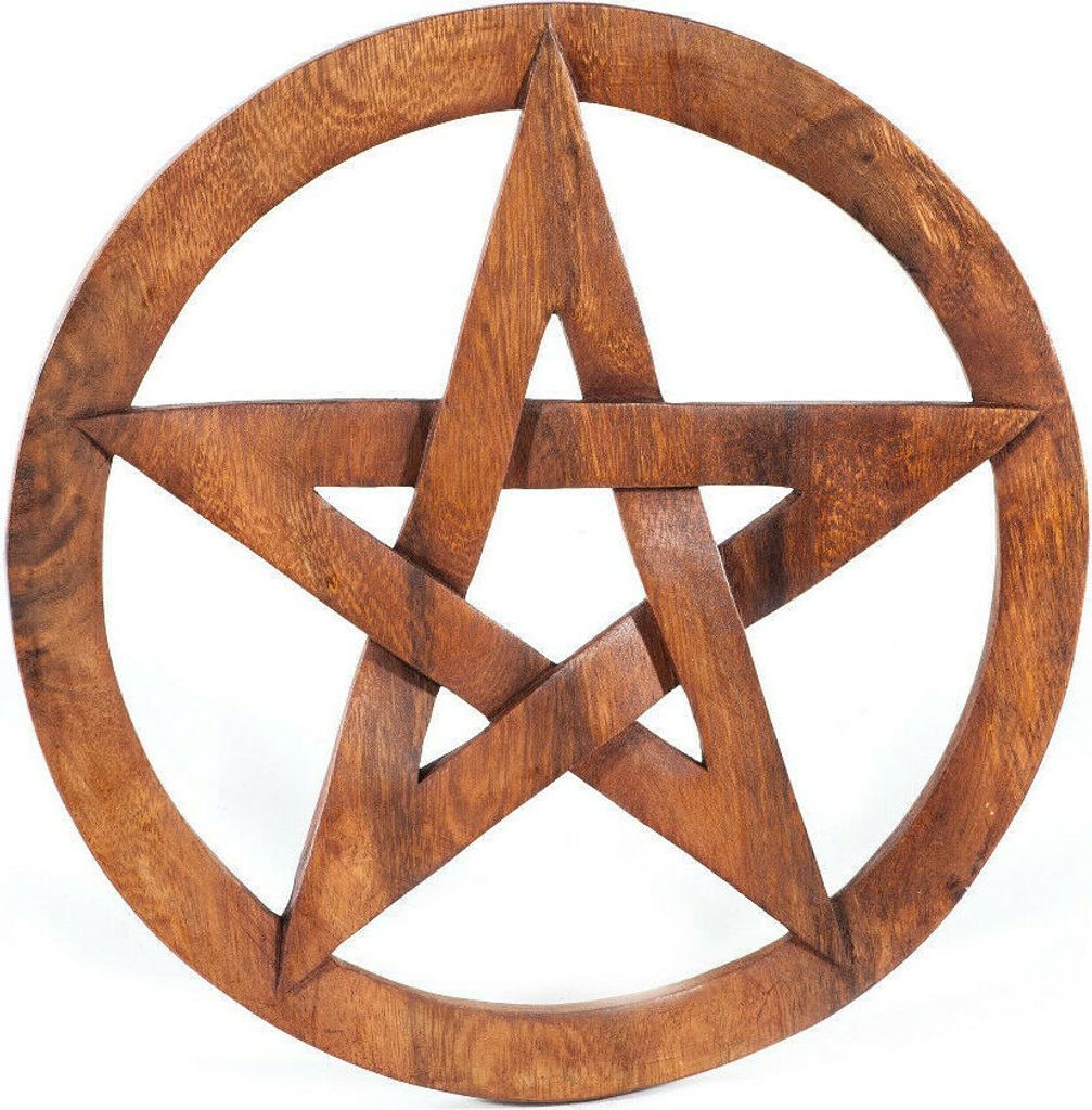 Wandschmuck Pentagramm im Kreis Wanddeko Holz Wanddekoobjekt geschnitz