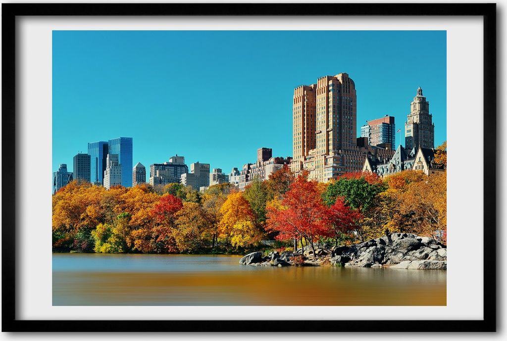 Bild 60x40 MDF-Rahmen, Wandkunst New York im Herbst