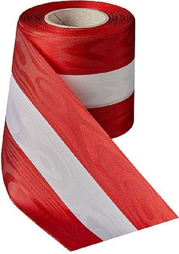 Nationalband Moire I Breite: 100 mm I Länge: 25 Meter I rot weiss rot - 3,19 € pro Meter