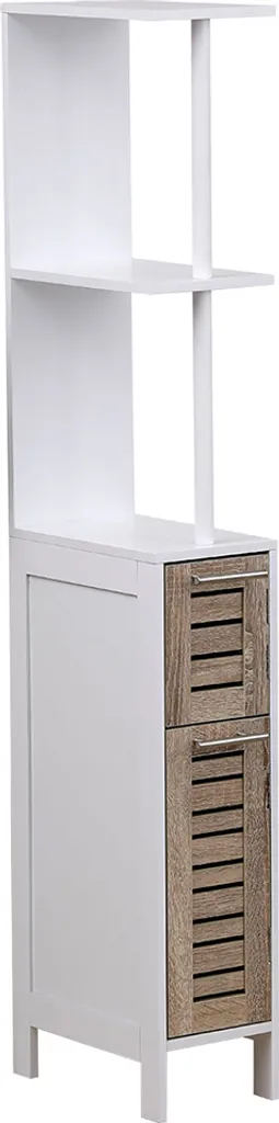 Armoire de salle de bains Willem blanche H130 cm avec étagères robustes