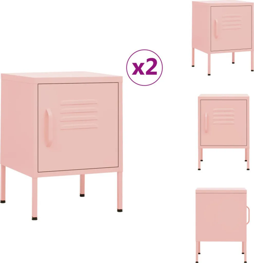 Table de nuit rose pour petite chambre, lot de 2 meubles de rangement