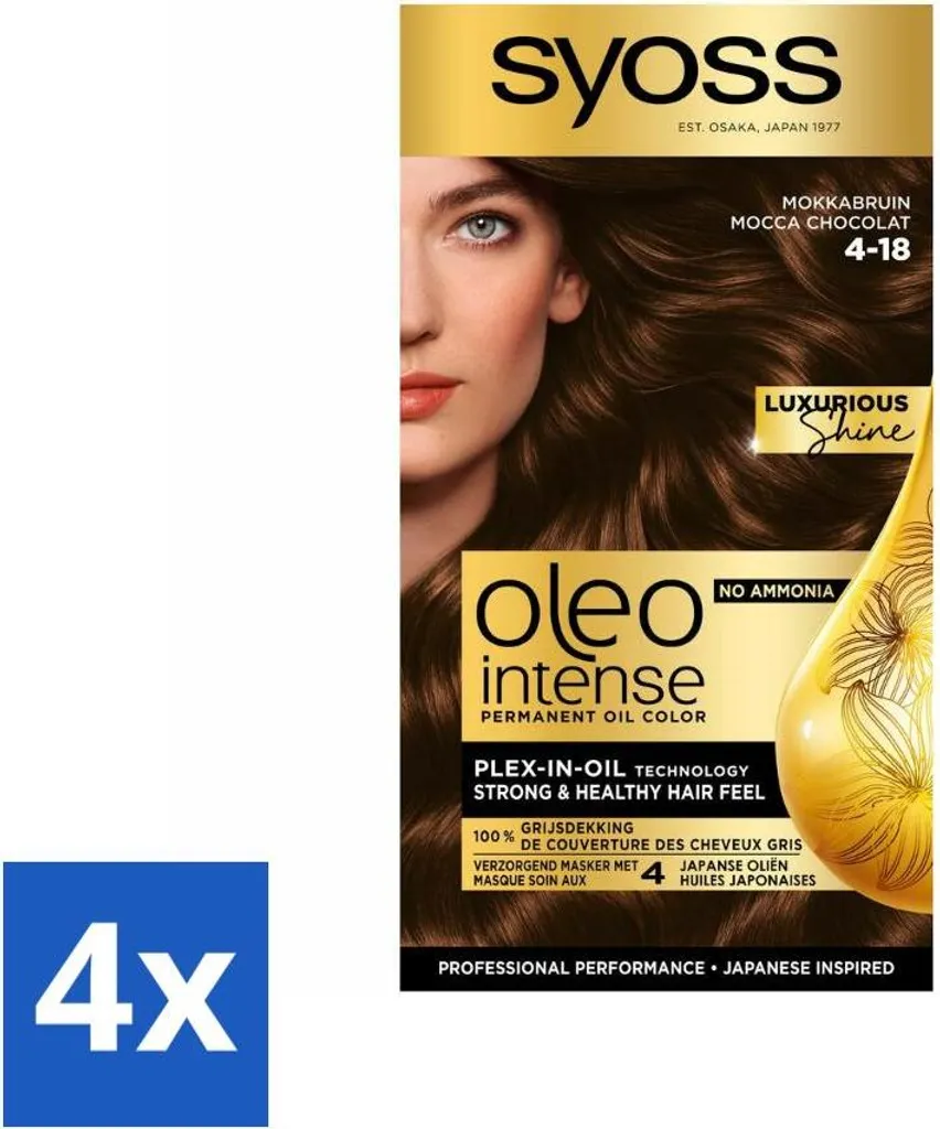Syoss Oleo Intense 4-18 Castano Moka Value Pack 4 Pezzi - Offerta Shop