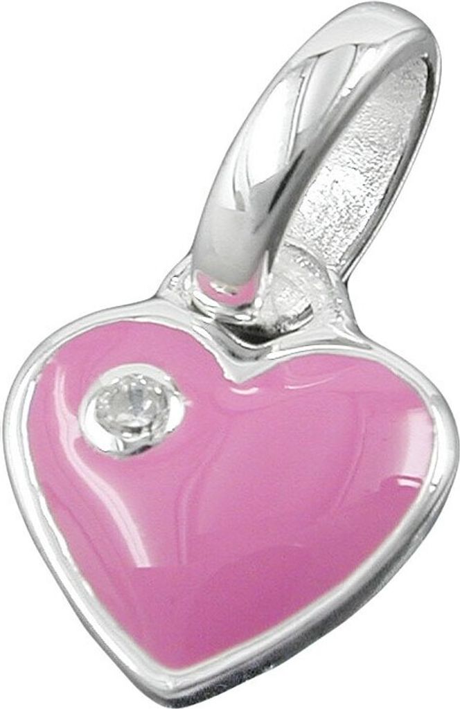 Anhänger Herz-pink mit Zirkonia weiß echtes 925 Silber für Kinder