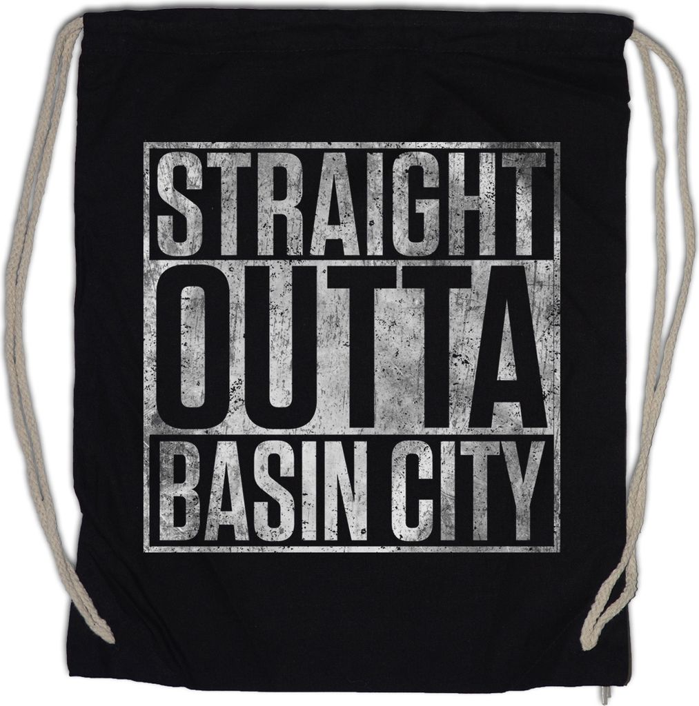 Urban Backwoods Straight Outta Basin City, Turnbeutel, Farbe: Schwarz
