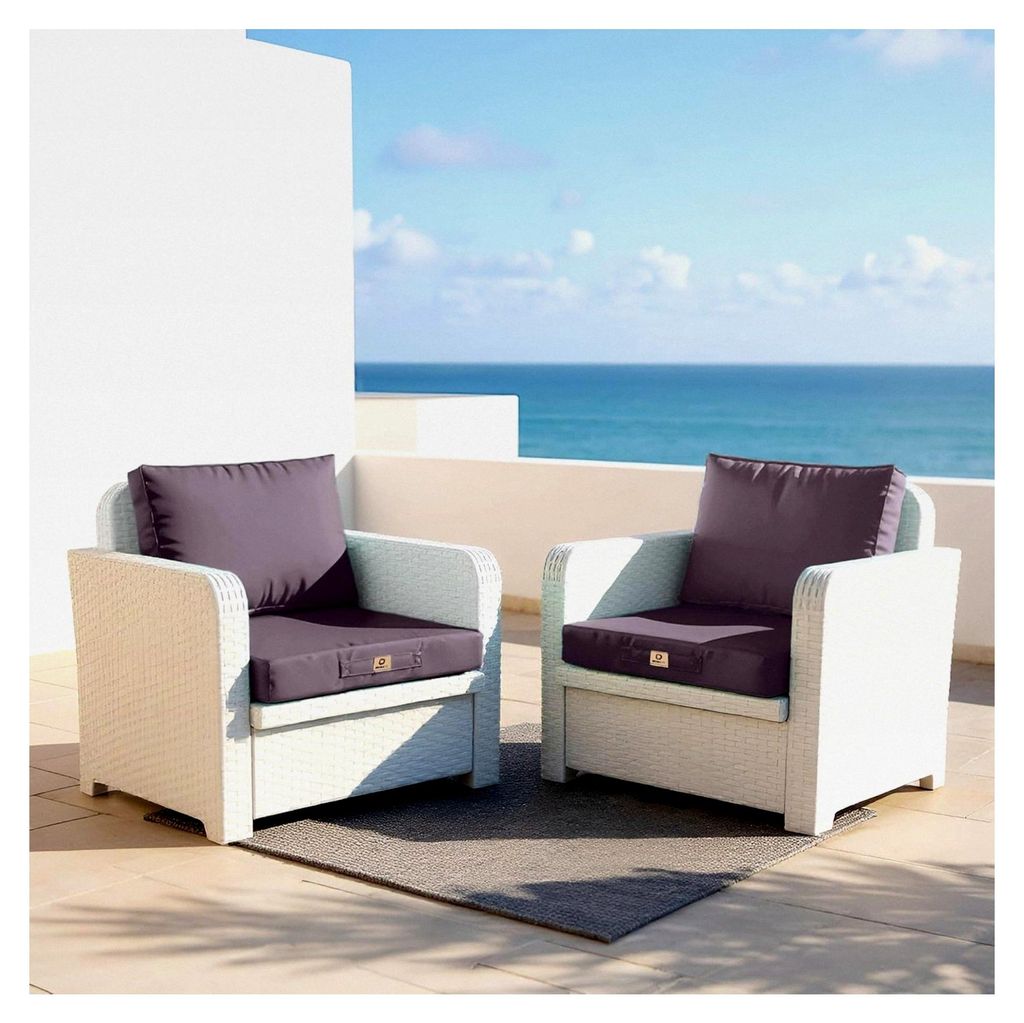 Kissen für Gartenmöbel, abnehmbarer Bezug, 50 x 60 cm, Ersatzkissen für Sessel, Bank & Gartenstuhl, wasserdicht und bequem, Kohlegrau