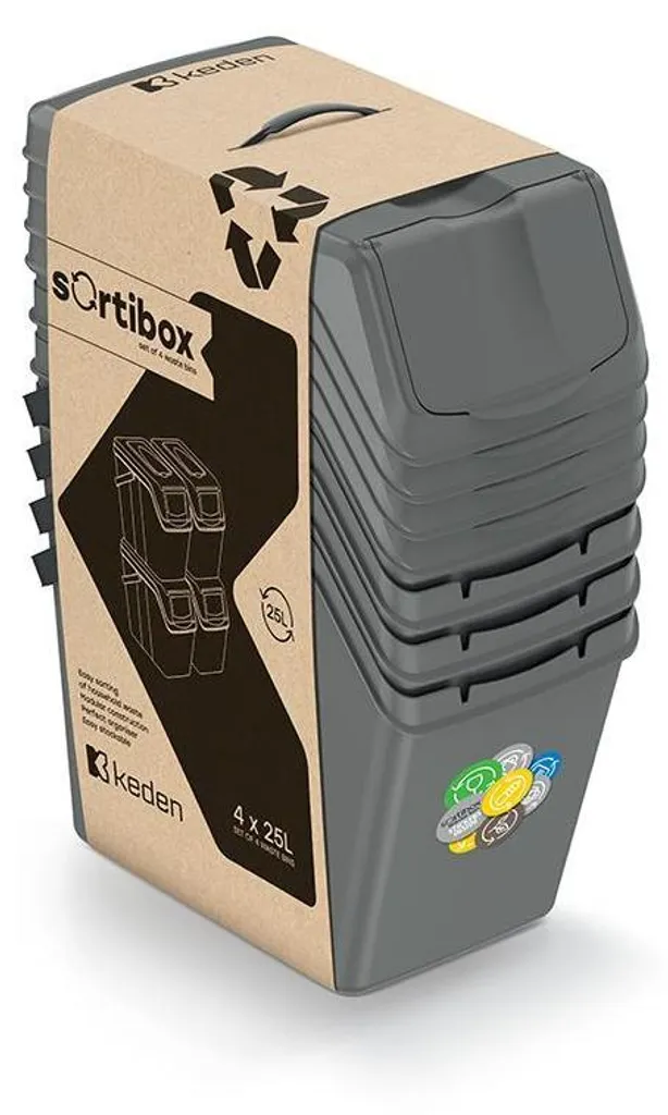 Set de Tri Sélectif 4x25L Sortibox II Anthracite Stone - Design Modulable - 14