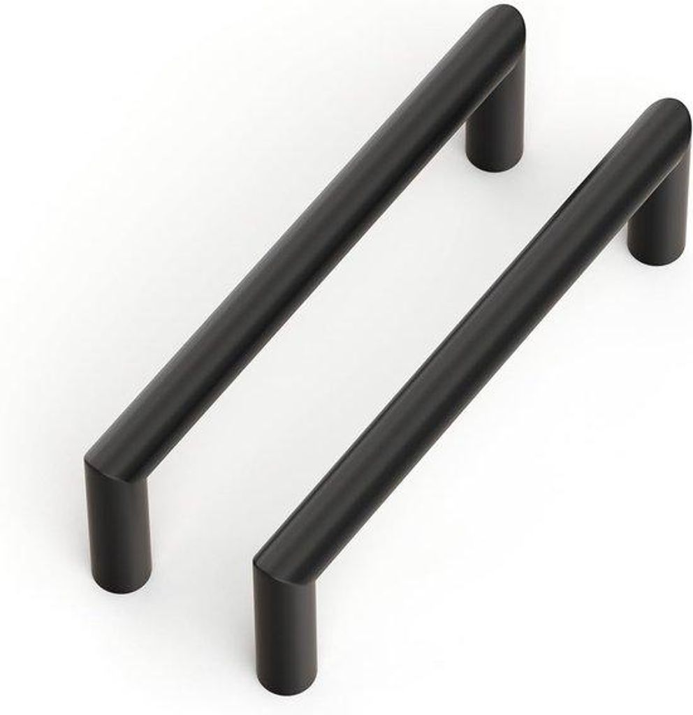 Famanu Möbelgriff Set aus 5 schwarzen Edelstahlgriffen - 128 mm Bohrabstand