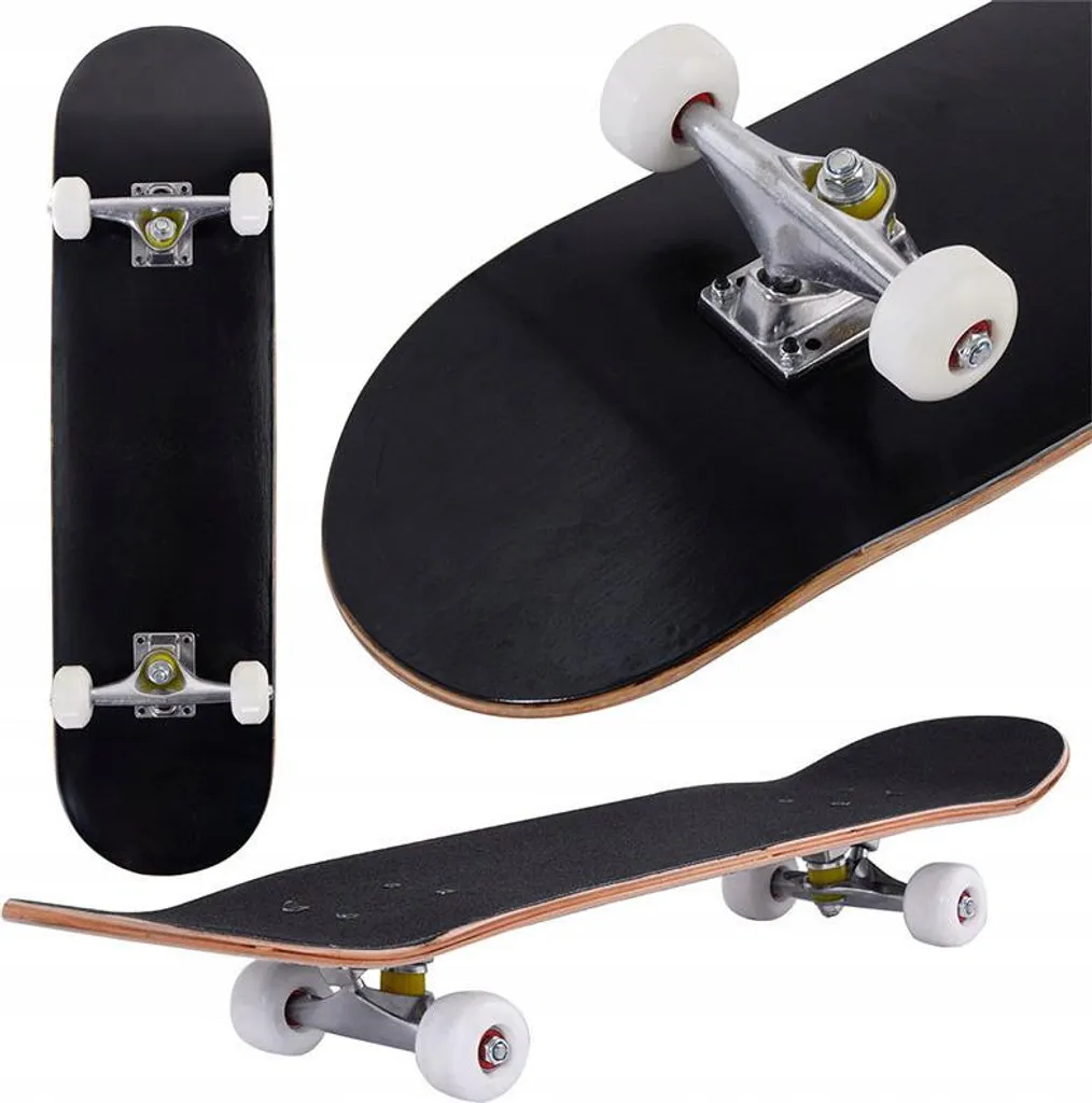Planche de skateboard complète 79x20cm avec roulement ABEC-7 noir mat
