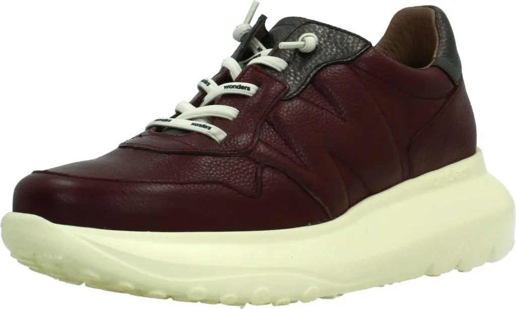 Wonders A4010 Bordeaux : Baskets en Cuir pour Femme Style Sport Chic