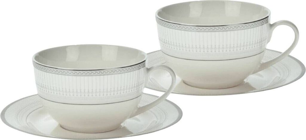 2er Set Kaffeetassen Espressotassen 240 ml Porzellan Untertassen Kaffeebecher