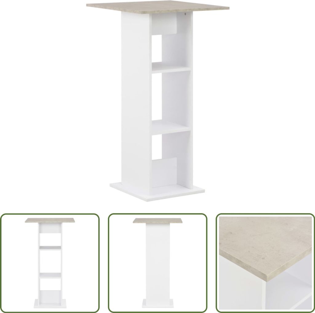 The Living Store Bartisch Weiß und Beton 60x60x110 cm