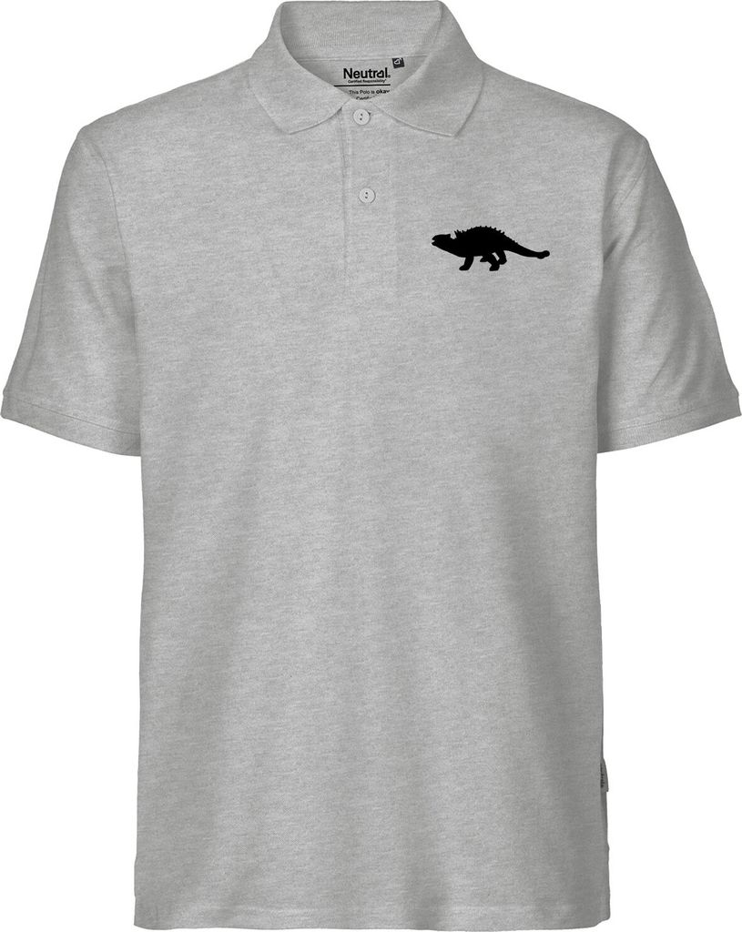 Huuraa Herren Polo Shirt Ankylosaurus Dinosaurier L Sport Grey Bio Baumwolle Fairtrade Poloshirt Geschenkidee