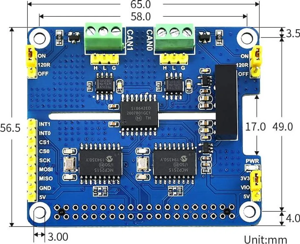 Carte d'extension CAN-Bus isolée 2 ports - Accessoire Raspberry Pi Pro - 14