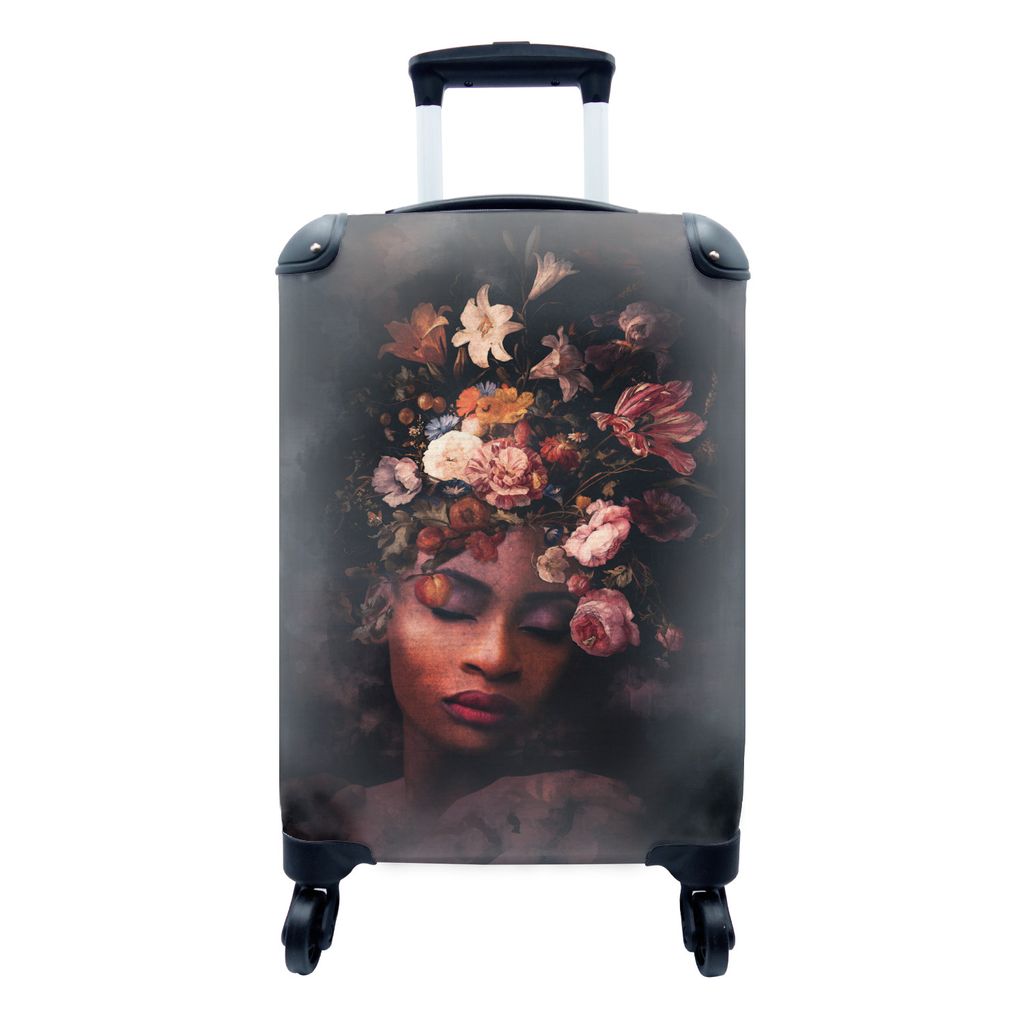 MuchoWow Koffer Handgepäck Trolley Rollkoffer Kleine Reisekoffer mit 4 Rollen - Flora - Frauen - Farben - Cabin Size < 55x40x23 cm & 55x40x20 cm...