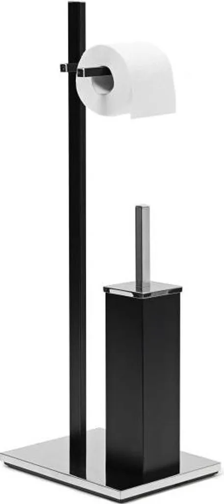 Brosse WC avec support noir mat - Pot à balai de toilette design loft