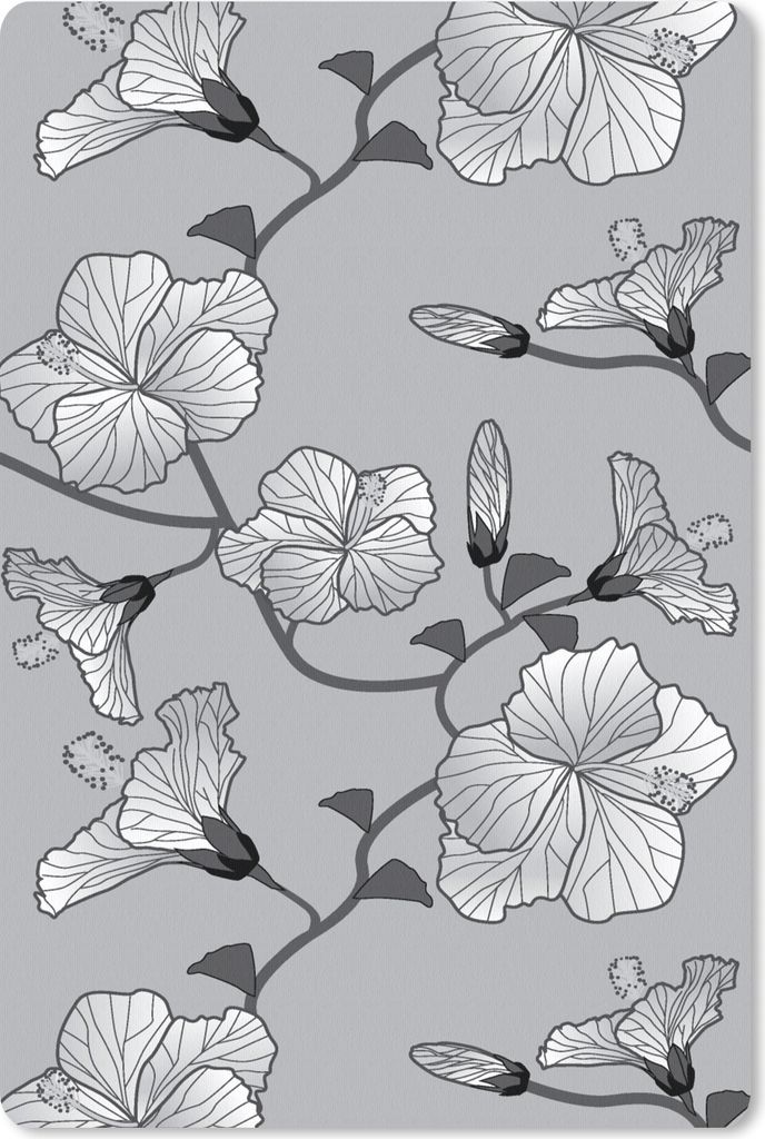 MuchoWow Mauspad Mousepad Hibiskus - Grau - Tropisch - Muster 18x27 cm - Mousepads - Maus Mat - Pad - Mausunterlage
