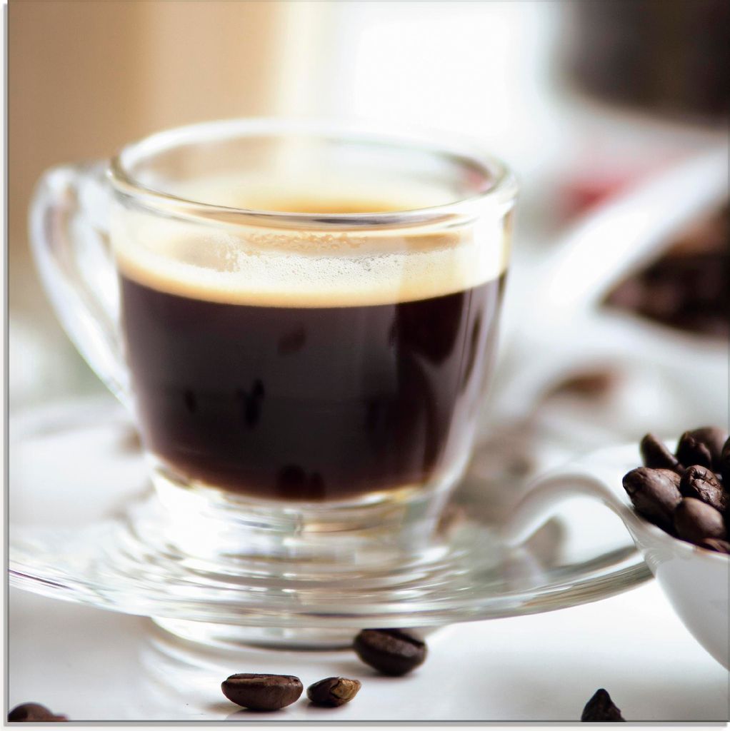 ARTland Glasbild Frischer Espresso Genuss Größe: 50x50 cm