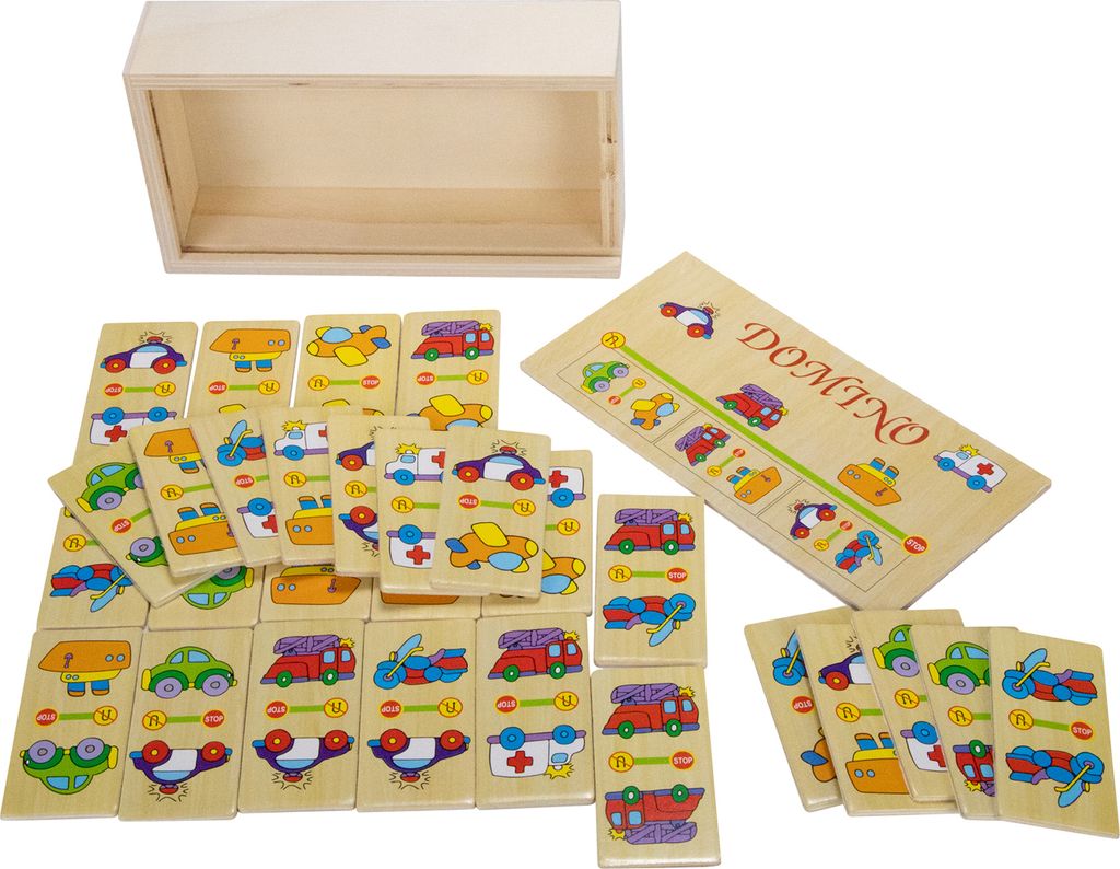 GICO Holz Domino Fahrzeuge für Kinder und Erwachsene für Zuhause oder als Reisespiel - 7968