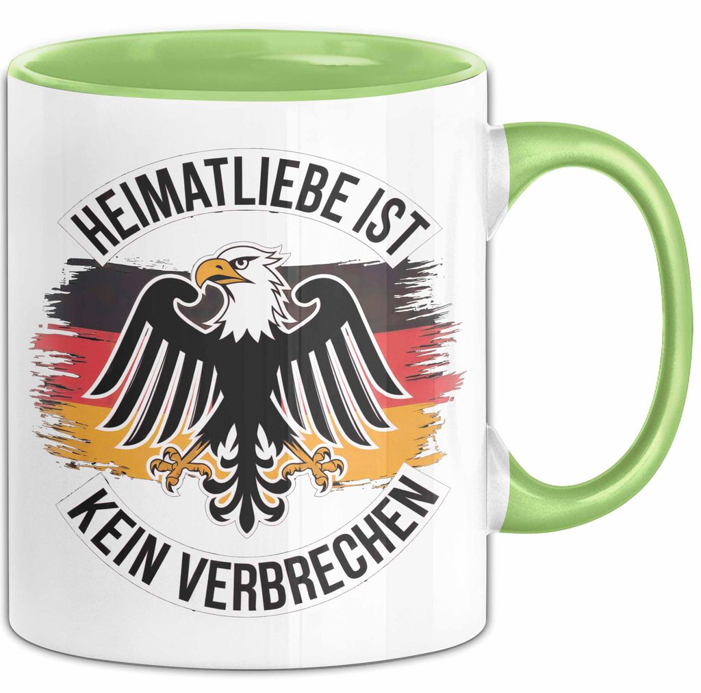 Deutscher Adler Vogel Tasse Geschenk Lustige Geschenkidee Spruch Heimat Liebheit Ist Kein Verbrechen Deutschland Eagle (Grün)
