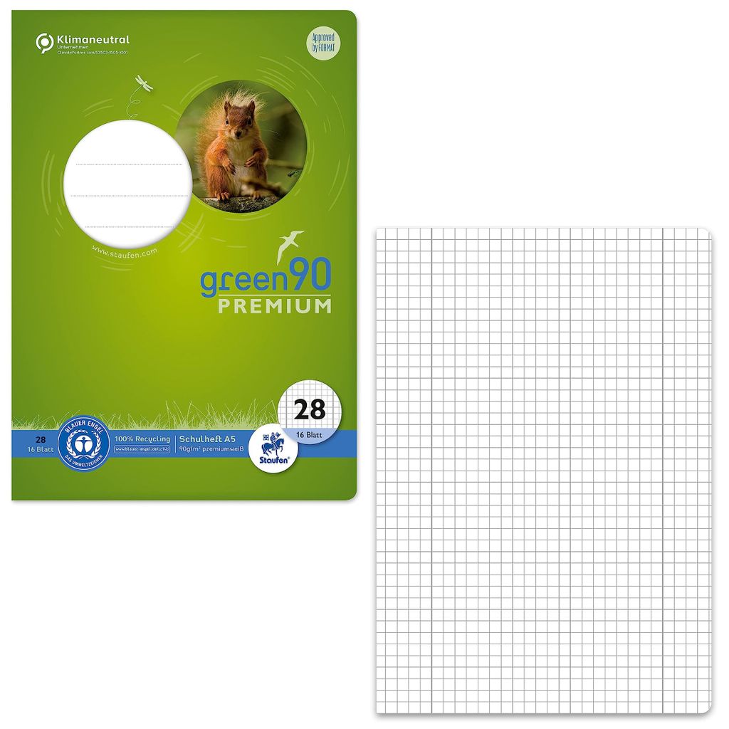 STAUFEN Green Schulheft Lin28 A5 16 Blatt 90g/qm 5mm Produktbild 